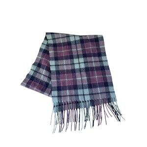 Lochmere Cashmere Scarf Plaid Blue Purple READ